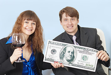 Image showing Entrepreneurs are celebrating receiving large profit