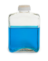 Image showing Bottle filled with blue chemical solution