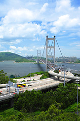 Image showing Bridge in Hong Kong, Tsing Ma Bridge