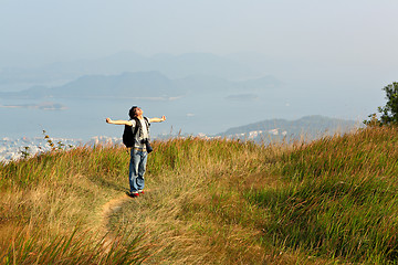 Image showing hiker relax in outdoor