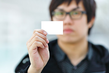 Image showing Blank business card in hand