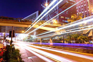 Image showing light trails in mega city