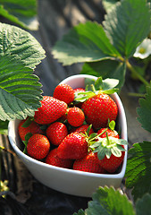 Image showing strawberries in heart shape bowl