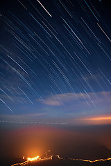 Image showing star trails in the sky