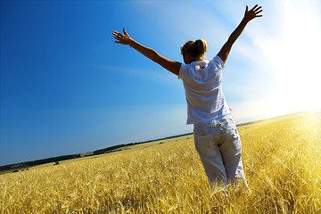 Image showing Woman in wheaten field