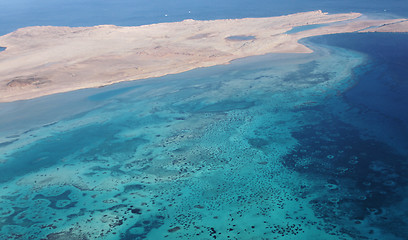 Image showing Sandy coast and the azure sea