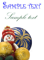 Image showing Christmas greetings card - decoration toy with three Balls