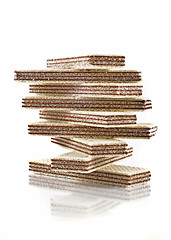 Image showing Stack of tasty waffles over white