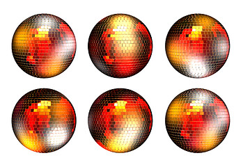Image showing Collage. Rotating disco ball with reflected lights