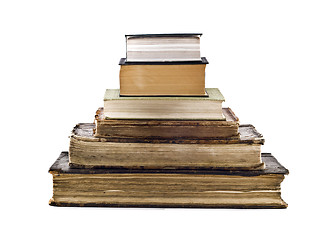 Image showing Pyramid stack of old books