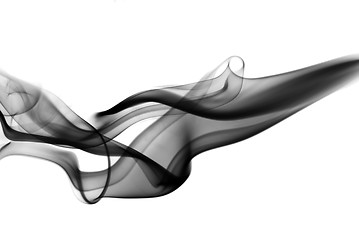 Image showing Black fume curves on white