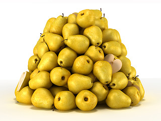 Image showing Pile or Heap of pears over white