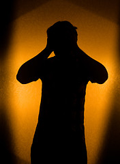Image showing Depression and pain - silhouette of man