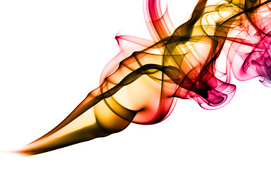 Image showing Colorful smoke abstract shape On white