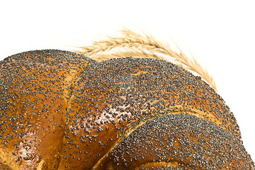 Image showing Closeup of bagel and  wheat corn isolated 