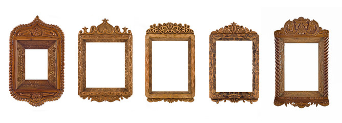 Image showing Collage of wooden carved Frames for picture or portrait