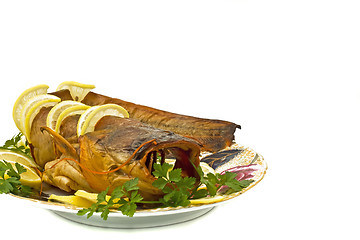 Image showing Shore dinner - bloated fresh-water catfish 