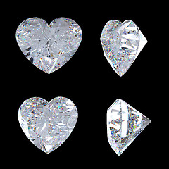 Image showing Top and side views of heart shaped diamond