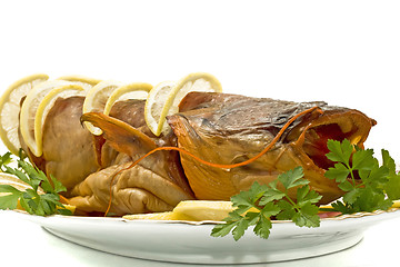 Image showing Shore dinner - tasty fresh-water catfish