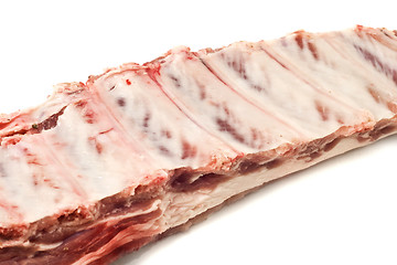 Image showing Pork ribs with meat isolated on white 