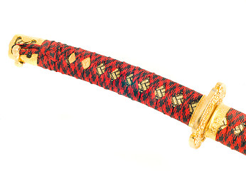 Image showing Closeup of katana sword handle isolated