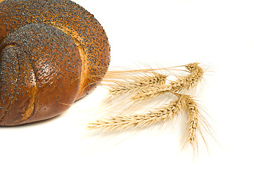 Image showing Sweet bagel with poppy seeds and wheat corn