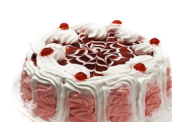 Image showing Tasty iced cake with cherries