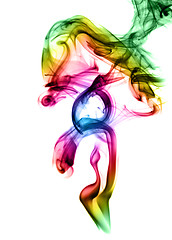 Image showing Bright colored fume abstract over white