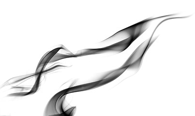 Image showing Black Abstract fume curves on the white