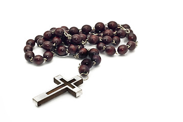 Image showing Wooden beads with metallic cross