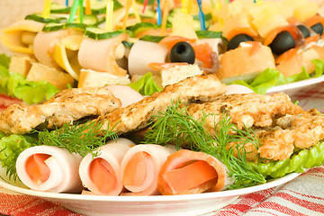 Image showing Banquet. Canape, chops and balyk