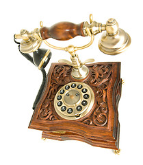 Image showing Top side view of antique telephone