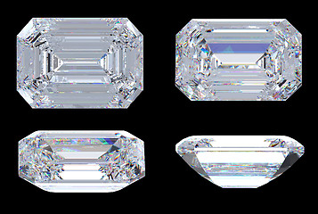 Image showing Top, bottom and side views of Emerald diamond