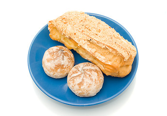 Image showing Lunch time - delicious pastry over white