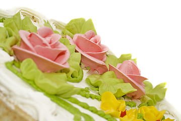 Image showing Tasty desert - Close-up of cake with cream