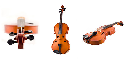 Image showing Collage of Antique violin views isolated
