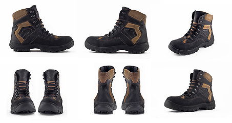 Image showing Collage of Warm leather winter boot