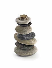 Image showing Stability and welfare - stack or tower with coins