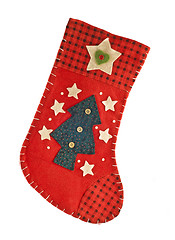Image showing Red Christmas stocking for gifts