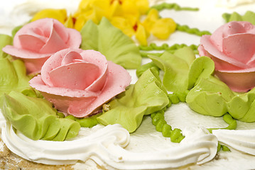 Image showing Dessert - Close-up of cake with cream