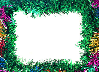 Image showing Christmas is coming. Colorful tinsel frame