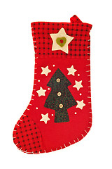 Image showing Christmas is coming - Red stocking for gifts