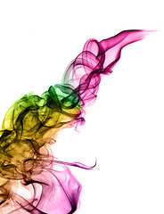 Image showing Colorful Smoke abstract waves over the white 