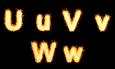 Image showing Burning U, V, W character