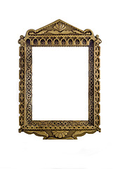 Image showing Empty wooden carved Frame for picture or portrait