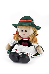 Image showing Rag doll in national (folk) Austrian costume isolated