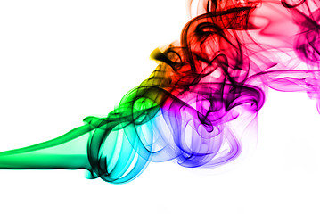 Image showing Magic colored smoke curves on the white
