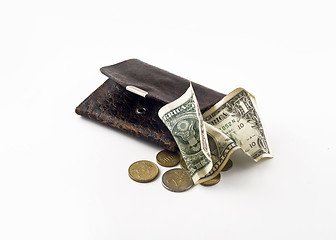 Image showing Recession - Rumpled dollar, shabby wallet