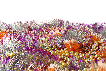 Image showing Christmas and New Year decoration - colorful bright tinsel