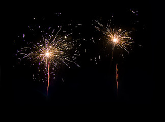 Image showing Bright beautiful fireworks at night